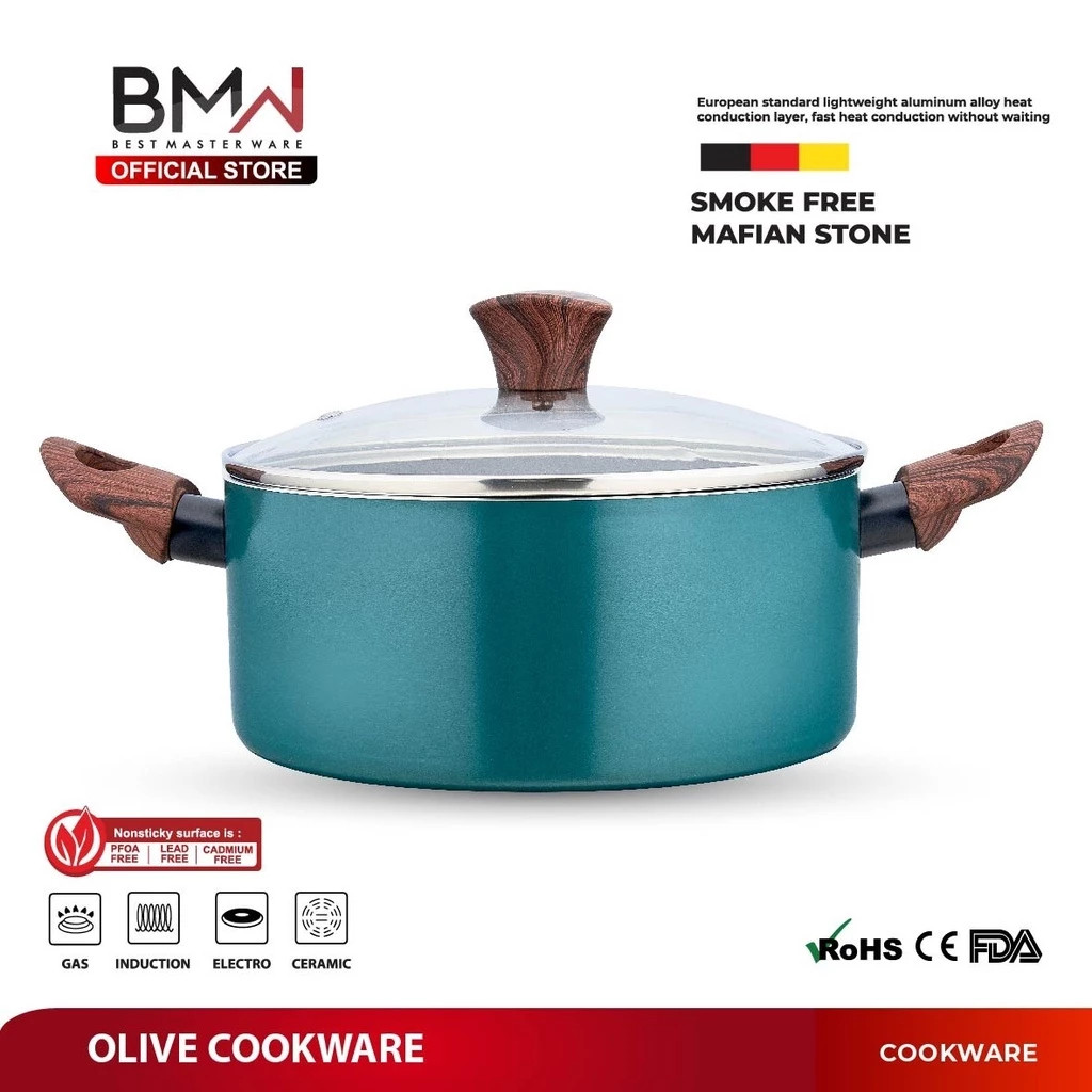 Panci Teflon Olive BMW Teflon Frypan Olive Gagang Kuping Anti Lengket High Quality