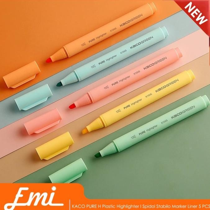 

KACO PURE H Plastic Highlighter I Spidol Stabilo Marker Liner 5 PCS Termurah
