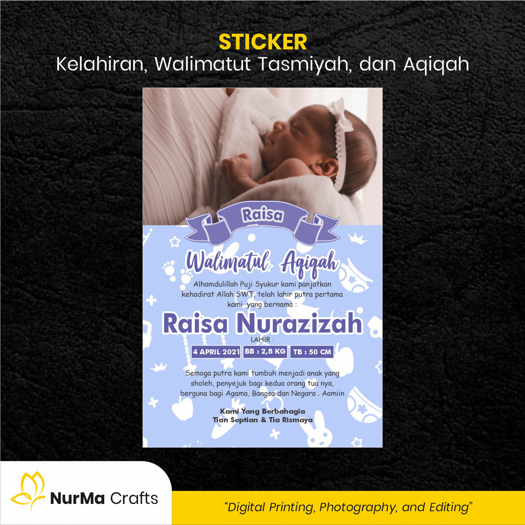 

Stiker Bayi (Walimatut Tasmiyah dan Aqiqah) - Kertas Sticker Bontak / Kertas Art Paper