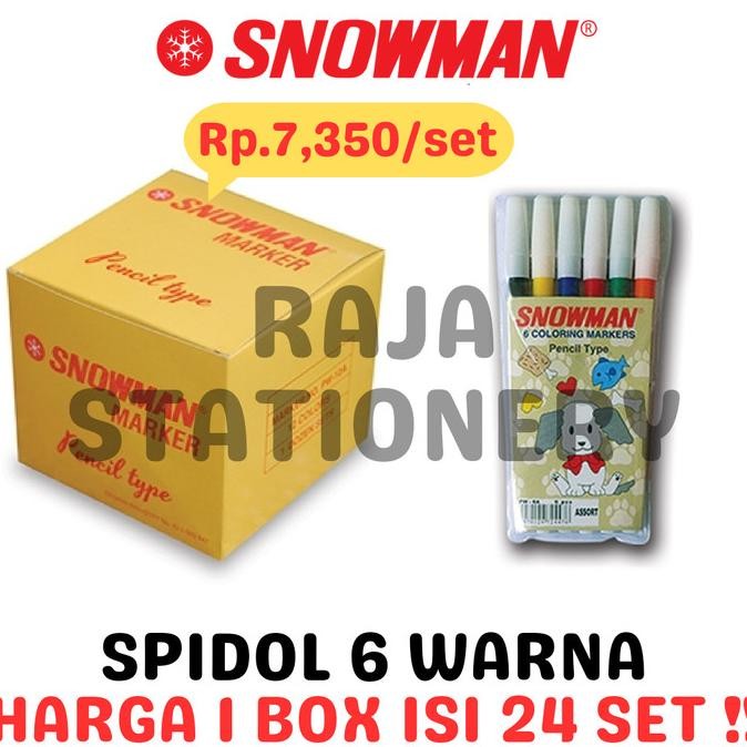 

SNOWMAN COLOURING MARKER SPIDOL SNOWMAN 6 WARNA PW-6A PW6A SET [24SET] Termurah