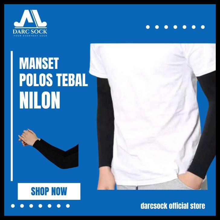 Manset Tangan Pria Wanita Tebal Katun Nylon Handsock Hitam Putih Krem Best Seller