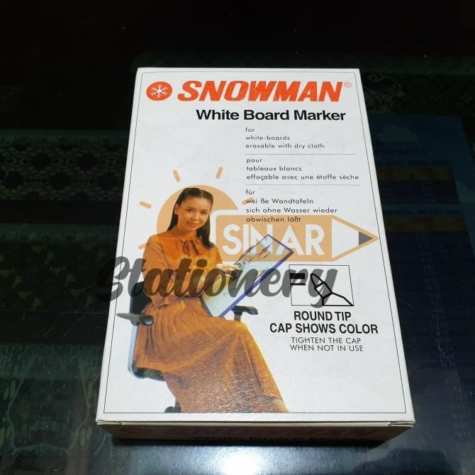 

Spidol white board marker snowman bg12 1pak isi 12pcs - Hitam Termurah