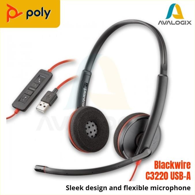 Headset Plantronics Blackwire 3220 C3220 USB-A Stereo Terlaris