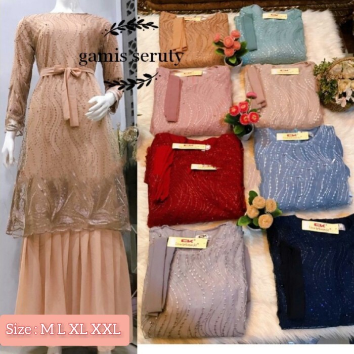 Murah Gamis Brukat Mix Ceruty - Gamis Brukat - Gamis Brukat Terbaru Non COD