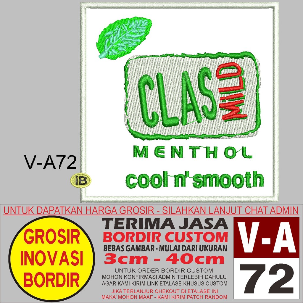 PATCH BORDIR LOGO V-A72 CLAS MILD MENTHOL COOL N SMOOTH TULISAN - GIB REVIEW/TESTI