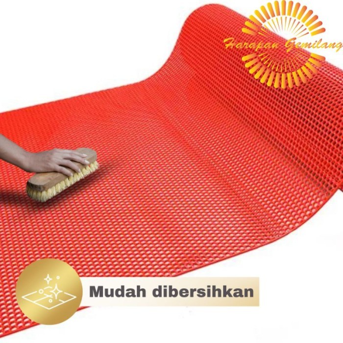 Keset Karpet Karet PVC Anti Slip Kamar Mandi Wudhu Hexagon Meteran