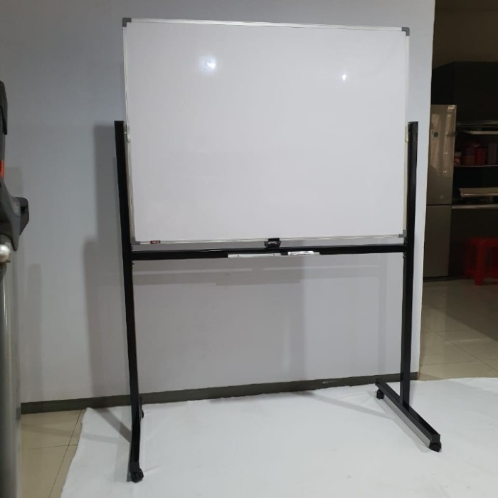 

TERLARIS! WHITEBOARD MAGNET STANDING ( KAKI ) DOUBLE FACE 2 SISI MUKA 90X120CM