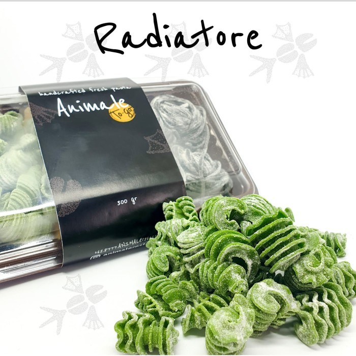 

PROMO! FRESH PASTA Spinach Radiatore Home made Semolina 300 gram