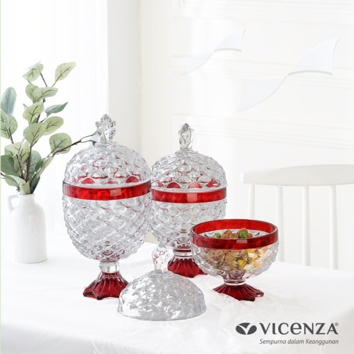 Toples Permen Kaca Nanas Vicenza Pineapple Candy Jar Set VGC356KC Set