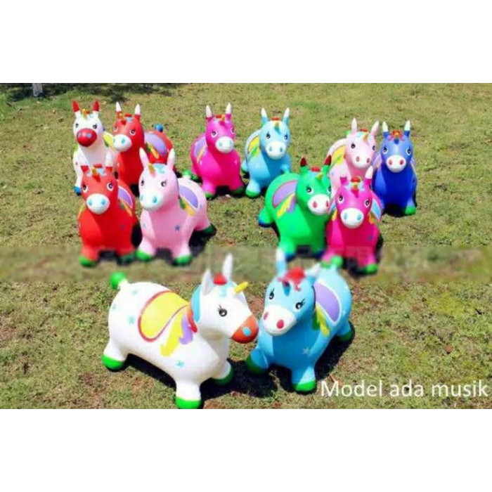 PROMO Mainan Kuda Kudaan Unicorn Anak, Mainan Loncat Kuda Karet Anak Unicorn