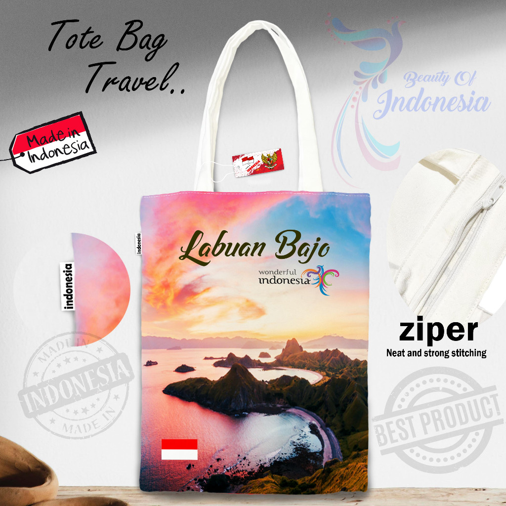 Tote Bag Labuan Bajo/ Tas Oleh oleh Daerah Labuan bajo Indonesia