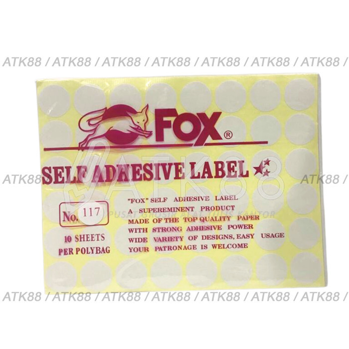 

Kertas / Label Stiker Fox No. 117 uk. 25 mm (Bulat)