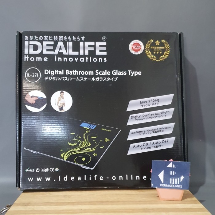 Produk Terbaik] Timbangan Badan Kaca Digital Bathroom Scale Glass Idealife IL 271