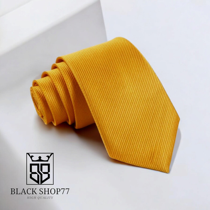 Dasi Pria Dasi Panjang Dasi Motif Salur Halus Warna Gold 3 inch