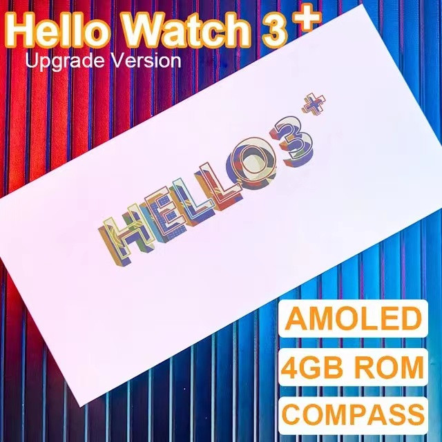 Hello Watch 3 Plus AMOLED Hello Watch 3 Upgrade Pria NFC Kompas Jam Tangan Pintar Selalu Menampilkan