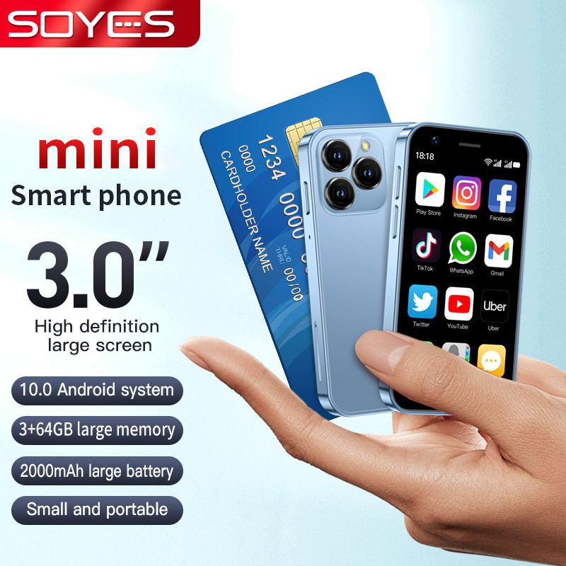 SOYES XS16 Mini Ponsel Pintar 4G SIM Ganda 3,0 inci RAM 3GB ROM 64GB Quad Core WIFI Bluetooth Ponsel