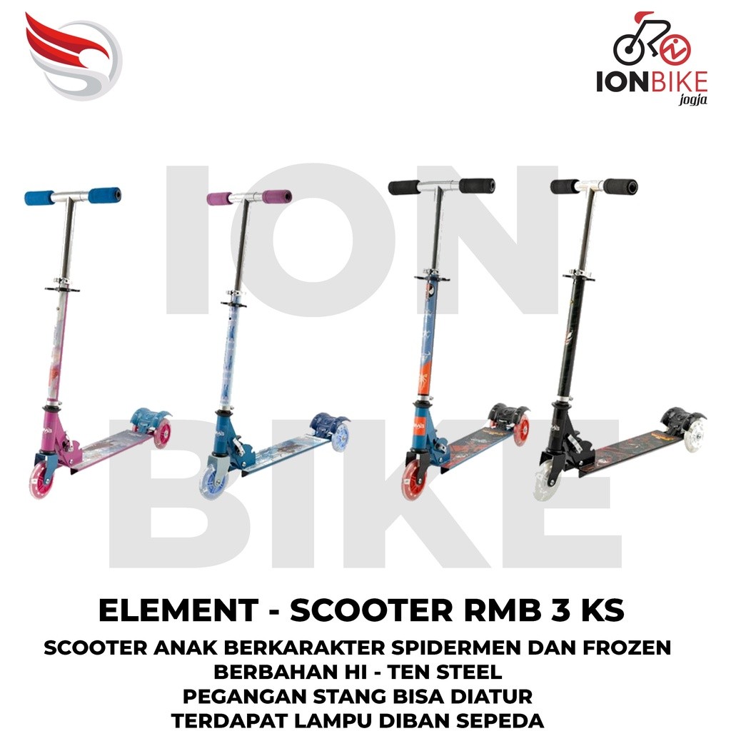 Skuter Anak RMB 3 Roda Skuter Mainan Otoped Skuter 3KS Spiderman Frozen untuk Anak Laki-laki dan Per