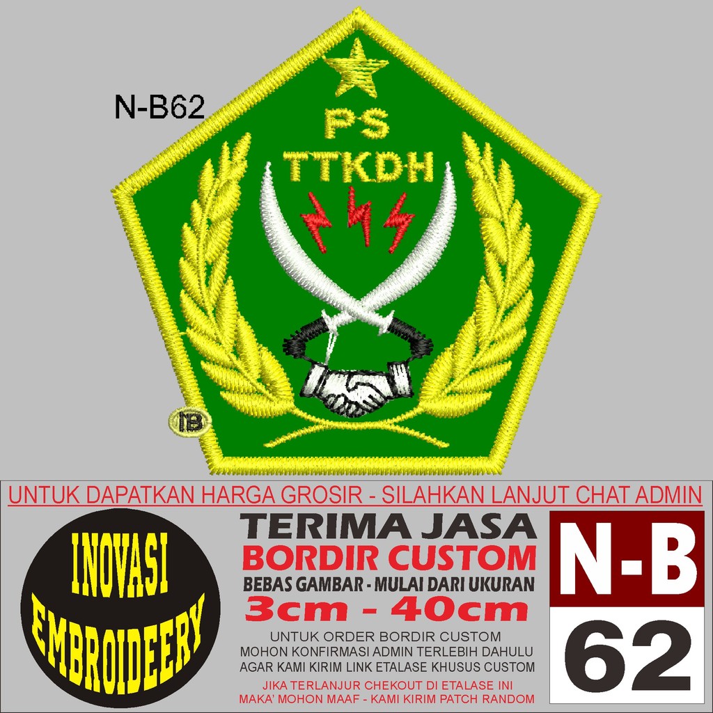 PATCH BORDIR N-B 62 LOGO PS TTKDH- INOVASI EMBROIDERY TESTIMONI