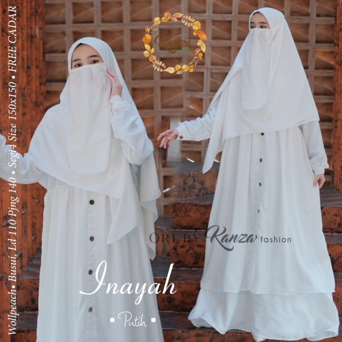 Gamis Set Jilbab Cadar Inayah Syari Polos Busui Wolfis Ori Kanza {TerlarisBest Seller}