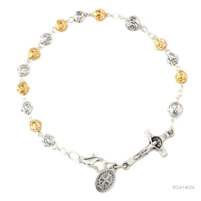 Rosario Gelang Metal Bentuk Mawar Katolik