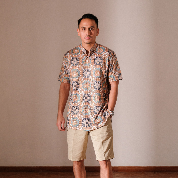 Kemeja Batik Lengan Pendek - Magani Nosweat - Teal Prosperity