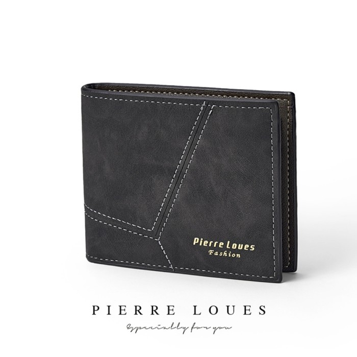 

TERLARIS DOMPET LIPAT PRIA PENDEK PIERRE LOUES ELIOT WALLET BAHAN KULIT PU LEATHER PREMIUM BAEOS