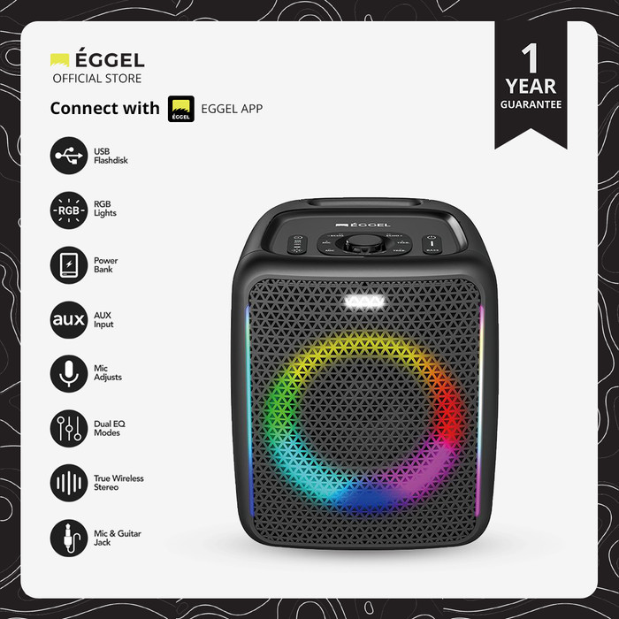 Eggel Fortis 2 Portable Party Speaker With Rgb Lights