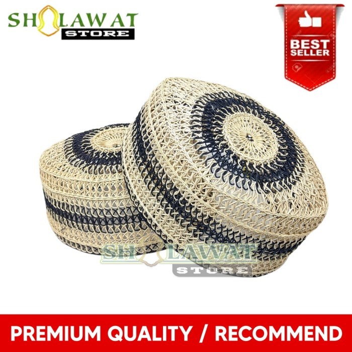 Peci Akar Putih Kombinasi / Kopyah Rotan / Songkok Rotan / Peci Rotan