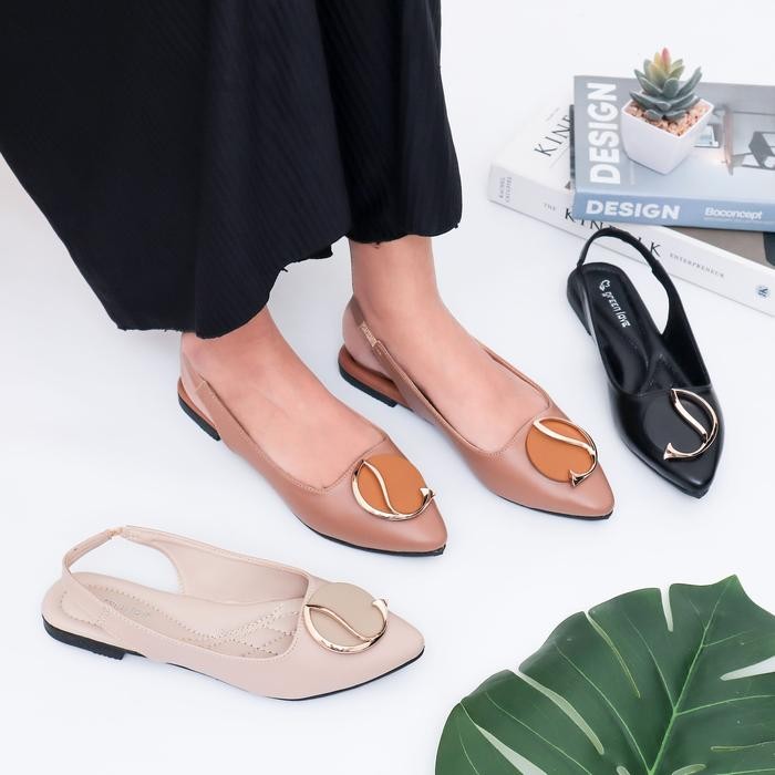 Green Love Sepatu Flat Shoes Karet Wanita Joey