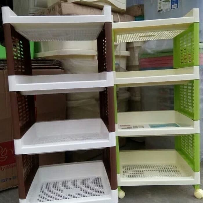 RAK PLASTIK RODA RAK SERBAGUNA SUSUN 4