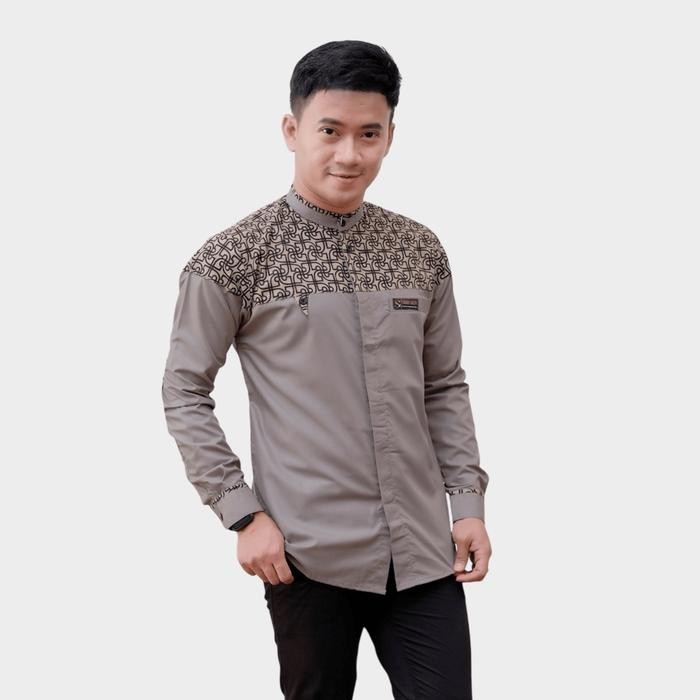 Baju Koko Model Bima Motif Batik Syauqi Galery Lengan Panjang Dewasa Muslim Seragam Tangan Pria Asli