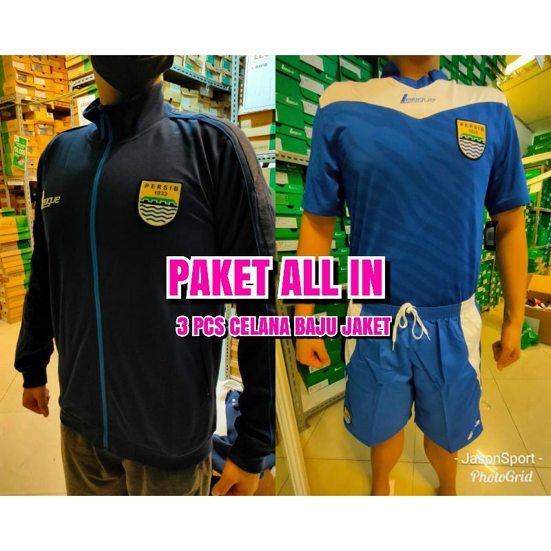 Paket Bola Persib Bandung Jaket Jersey Celana Original Brand League Murah