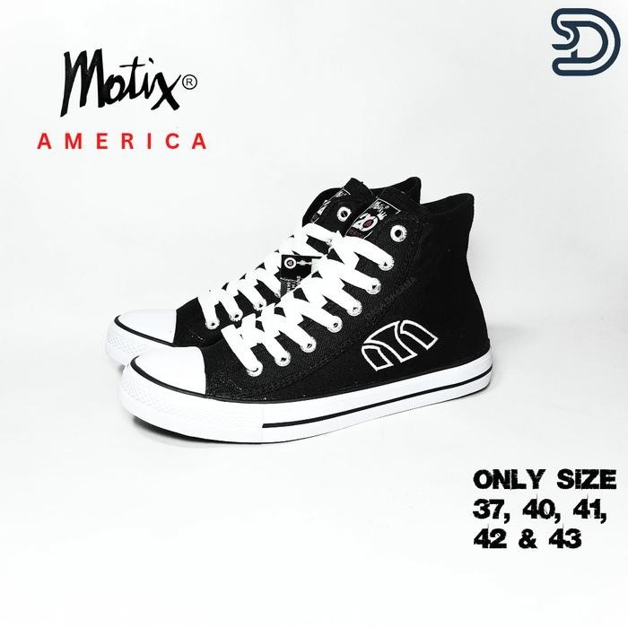 Best Seller Sepatu Motix America School Tinggi Tali Hitam Putih - Model Casual Shoes