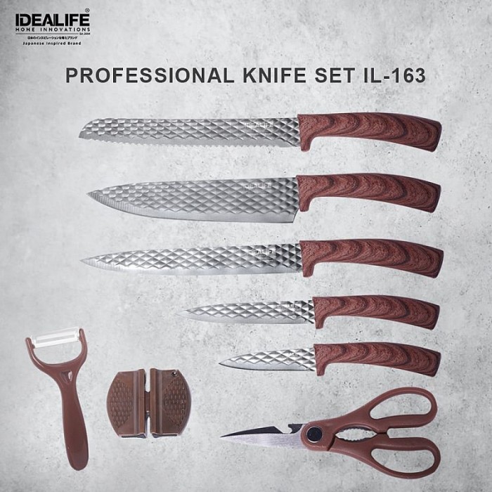 Produk Terbaik] Pisau Dapur Set 8pcs Idealife Professional Knife Set + Gunting