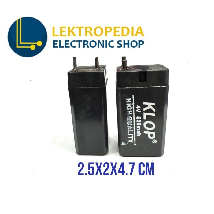 '+'+'+'+] Aki 4v 500mA KLOP Batu Cas 4volt 500mAH Kering Baterai Raket Nyamuk