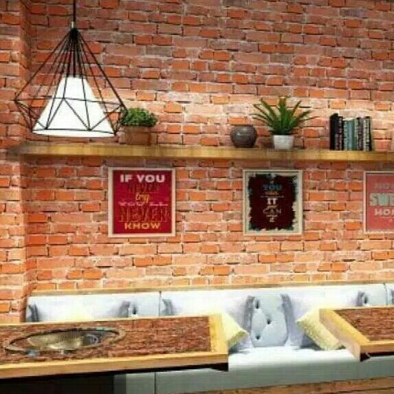 Wallpaper Vinyl Dinding 3D Murah Motif Bata Serat Timbul Premium