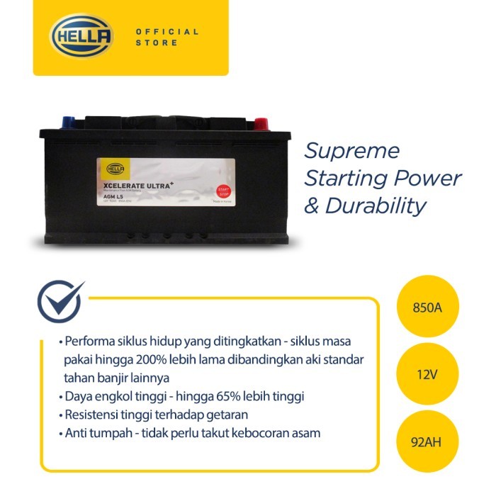 AKI MOBIL HELLA XCELERATE ULTRA+ AGM L5 - AKI MOBIL KERING