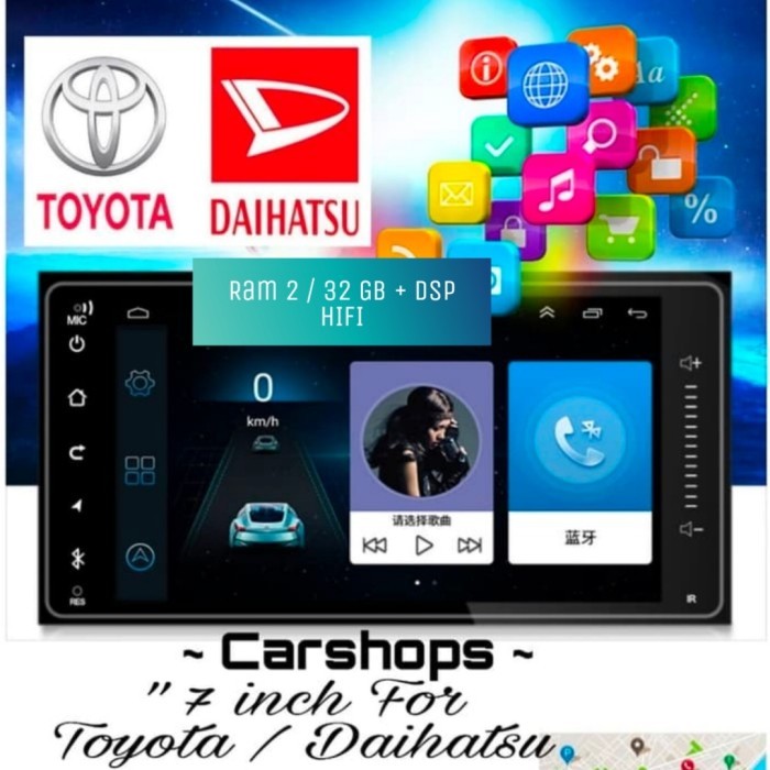 Headunit DoubleDin Android Ram 2 GBUniversal For Toyota Daihatsu