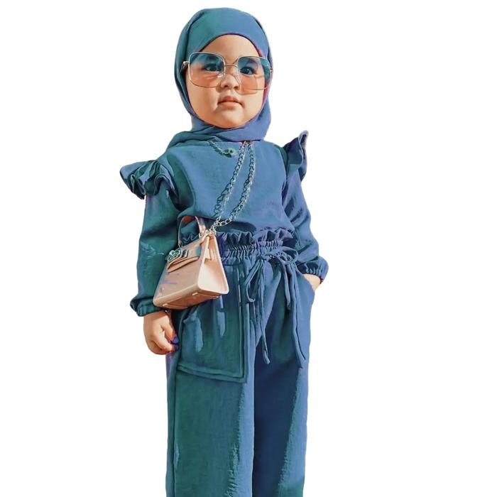 SETELAN ANAK PEREMPUAN DIVIA UNTUK USIA 1-8 TAHUN BAHAN CRINKLE