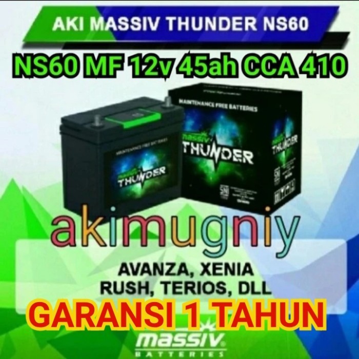 Aki Massiv Thunder Ns60 Aki Kering Apv Carry Avanza Xenia Terios Rush