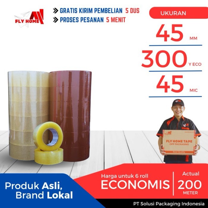 

Ready Stock Flyhome Lakban Bening 300Yard 6 Roll 45Mm X 300Yard Jumbo 300 Yard Eco Packing Aman
