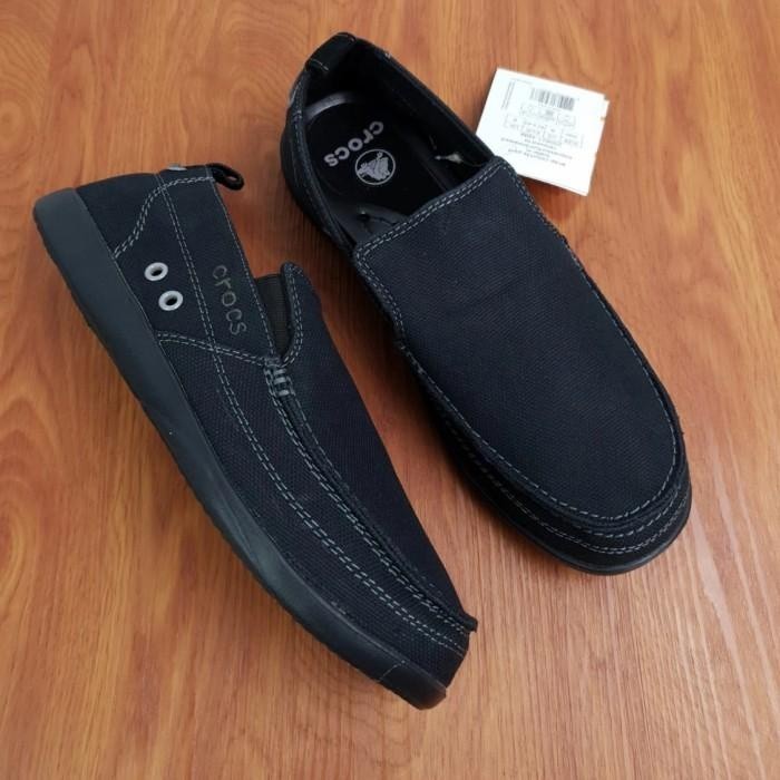 TERLARIS SEPATU CROCS PRIA CROCS WALU MAN CANVAS - HITAM MURAH MURAH