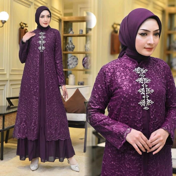 Best Quality Khintani Dress Cardi Kombinasi Payet By Pelangi Gamis Muslim Wanita Tile Premium