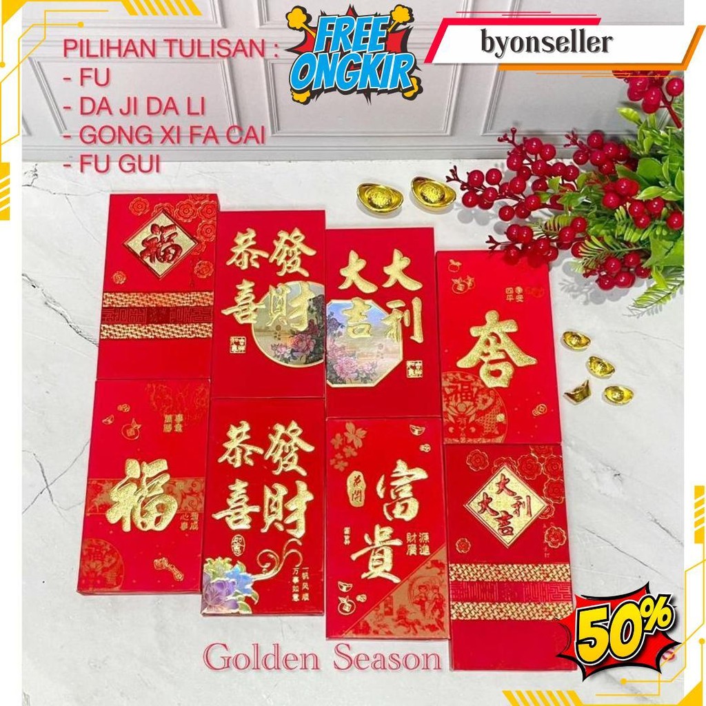 

Grosir Angpao Imlek Panjang Isi 23Pcs Fu / Gong Xi Fa Cai / Amplop Sincia / Hongbao Siap Kirim