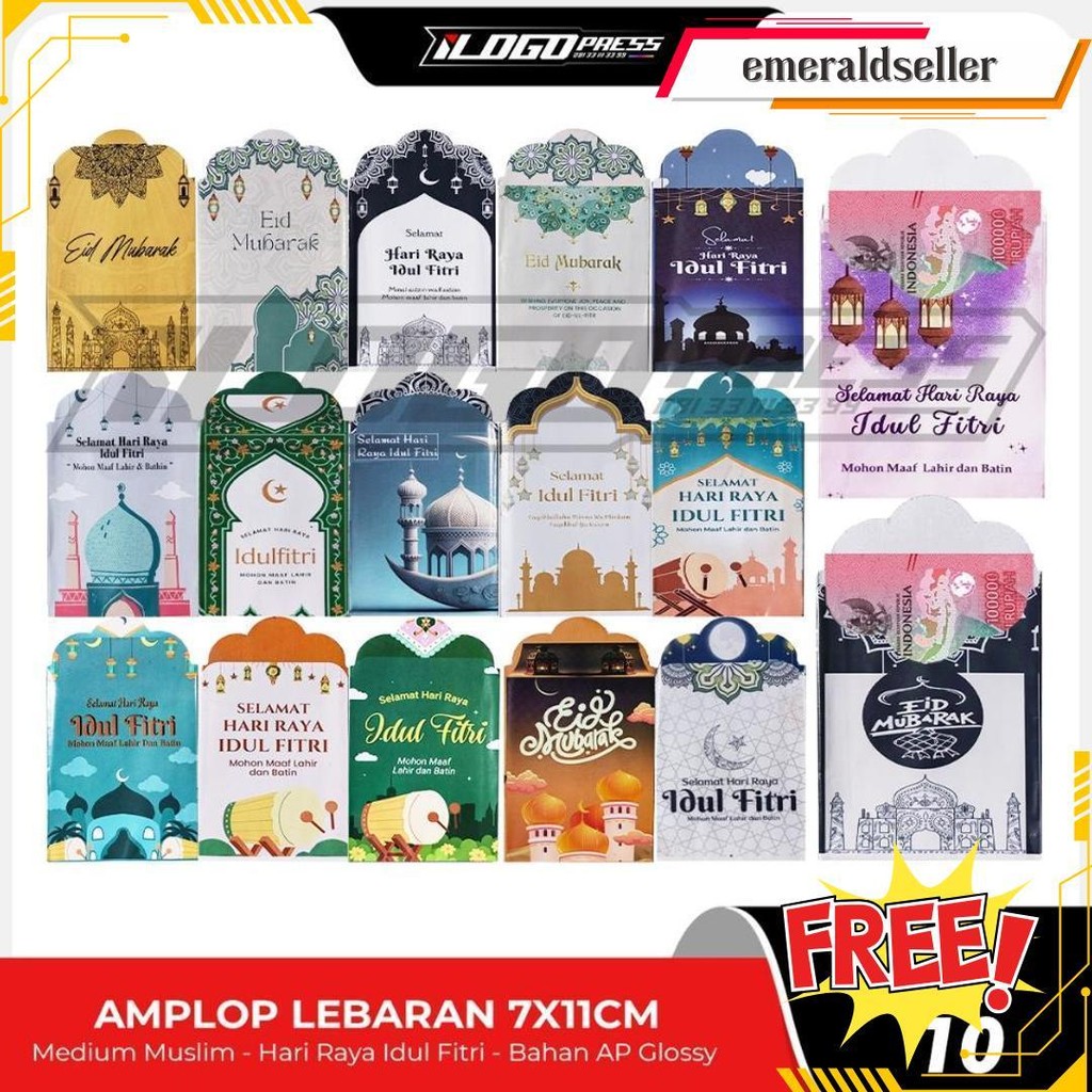 

[ 1 Pack Isi 10 ] Amplop Lebaran 2025 Unik Aesthetic, Medium Muslim 7X11 Cm Terlaris