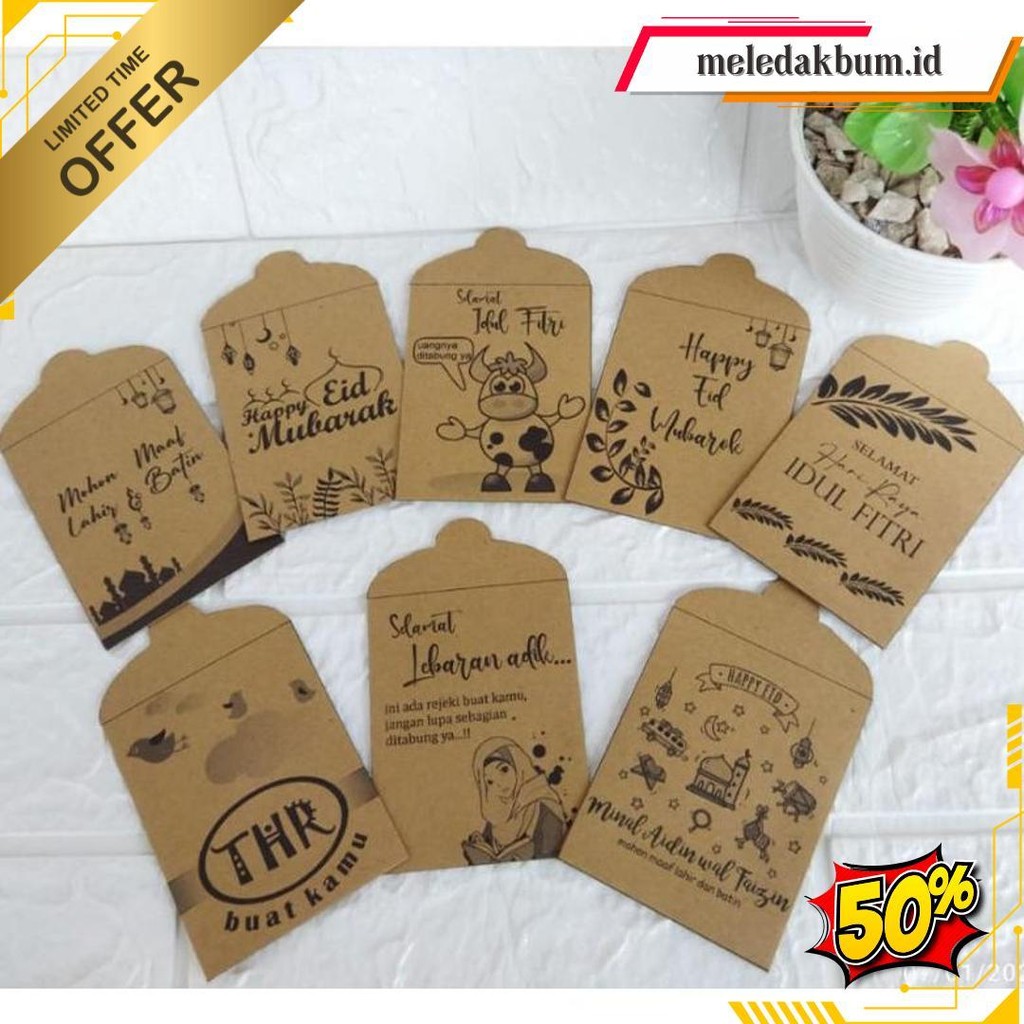 

Angpau Lebaran Rustik Sedang Paket 100Pcs(10Pack) / Amplo Lebaran Hari Raya Idul Fitri Siap Kirim