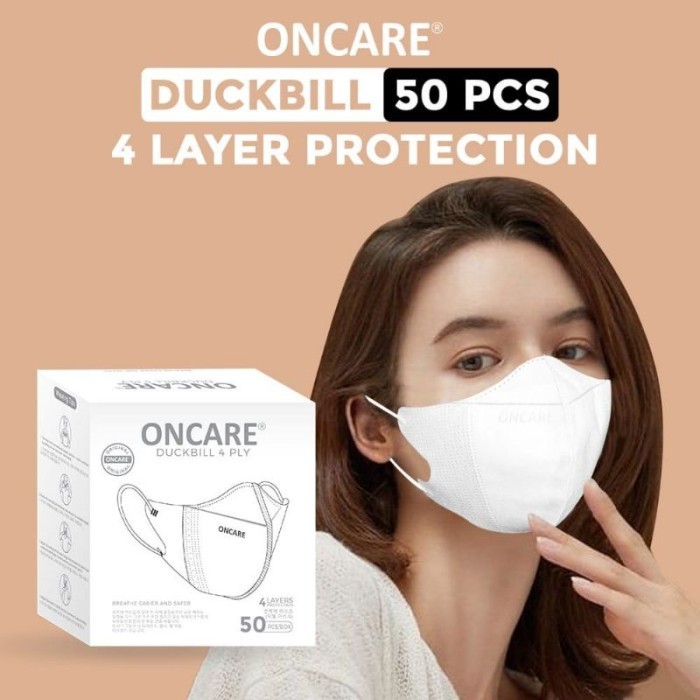 Masker Duckbill Oncare Dewasa 4ply hitam dan putih