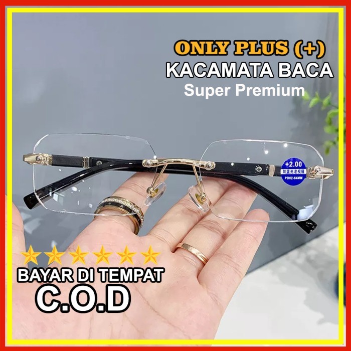 Kacamata Baca Super Fokus Lensa Anti Blueray Frameless Premium