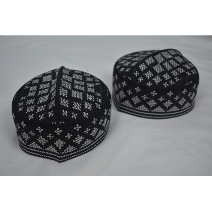 Peci Peci pakistan bordir hitam motif premium peci sholat murah bagus - 6 polos motif berkualitas