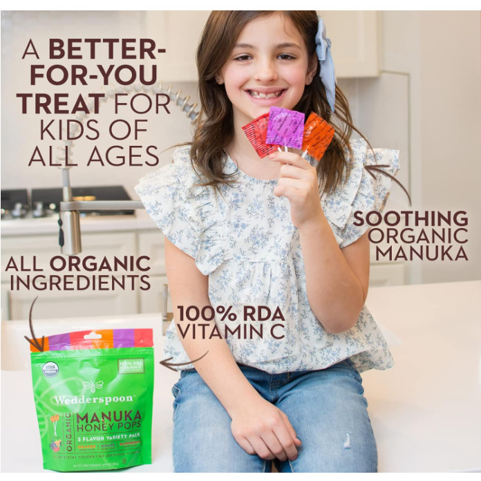 

Wedderspoon Permen Lolipop Madu Manuka Organik 3 Rasa USA